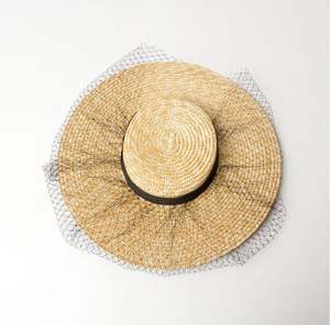 CLN612601 Sombreros de Paja de Trigo al por Mayor con Ala Ancha y Velo para Mujer, Sombrero de Playa, Sombrero Turístico, Sombrero para el Sol - Product Image 3