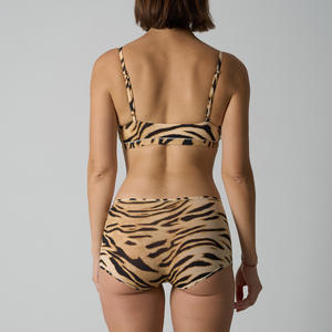 طقم حمالة صدر وسروال قصير بتصميم مخصص من Under Lulu يناسب الجميع للنساء بطبعة جلد الفهد والنمر، حمالة صدر مبطنة مثيرة بدون أسلاك مع سروال قصير - Product Image 5