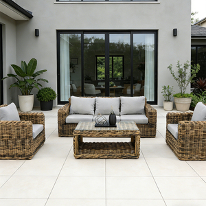 Ensemble <span class=keywords><strong>de</strong></span> canapés <span class=keywords><strong>de</strong></span> jardin en rotin d'extérieur moderne en osier PE, mobilier <span class=keywords><strong>de</strong></span> patio pour hôtel, résistant à l'eau, durable, vente chaude - Product Image 2