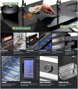 Cuisine mobile d'extérieur avec plancha en acier, équipement de bar <span class=keywords><strong>barbecue</strong></span>, îlot de cuisson portable au <span class=keywords><strong>gaz</strong></span> avec évier et réfrigérateur pour jardin - Product Image 4