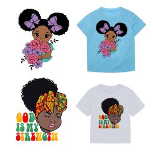 חמוד שחור הילדה אפריו תיקונים ברזל על העברת עבור בגדי אפליקציות העברת חום DIY מדבקות עבור חולצה שמלת ברזל תיקון - Product Image 3