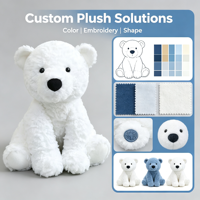 Boneka Beruang Kutub Plushie Custom, Boneka Beruang Putih Lembut Berbulu Keriting untuk Hadiah dan Dekorasi Rumah