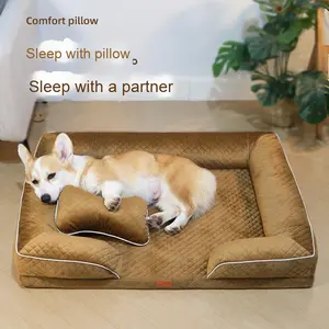 Solid Pattern Vier-Jahreszeiten-rechteckiges Haustier Sofa Nest Winter paket Hunde bett Abnehmbare Netz abdeckung aus strap azier fähigem Stoff für Katzen Hunde - Product Image 1