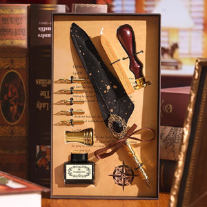 Set de Plumas Mágicas con Gema (10 Piezas), Pluma de Inmersión para Sellos de Cera Estilo Retro Europeo, Caja de Regalo para Pluma Estilográfica, Regalo de Cumpleaños - Product Image 6