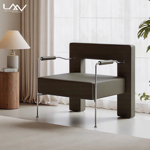 Diseño moderno Villa Sala de estar Silla de ocio azul Dormitorio de hotel Marco de metal Tela Lujo Sofá individual Silla <span class=keywords><strong>Muebles</strong></span> - Product Image 5