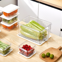 Boîtes de rangement alimentaire en plastique transparent empilables pour réfrigérateur, organiseur de réfrigérateur avec couvercle