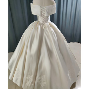 Nouvelle Robe de Mariée Élégante S3402Y en Satin, Épaules Dénudées, Style Minimaliste, Grand Nœud, Détails Volants, Dos Corset, Robe de Bal de Mariée - Product Image 4