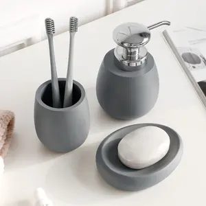 Milieuvriendelijke Grey Home Wc Klassieke Accessoire Hotel Badkamer Set 3 Stuks Grijs Badkamer Accessoires Zandsteen Badkamer Set