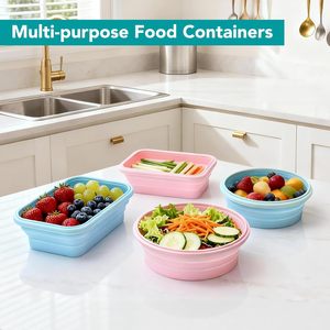Loncheras de Silicona Plegables, Aptas para Microondas, Paquete de 4, Venta al Por Mayor Directa de Fábrica, Libres de BPA, Ecológicas - Product Image 2