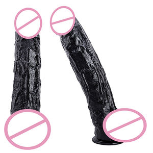 Zwarte realistische enorme dildo seksspeeltje voor vrouwen met sterke zuignap, zacht en waterdicht, fetishmerk. - Product Image 2