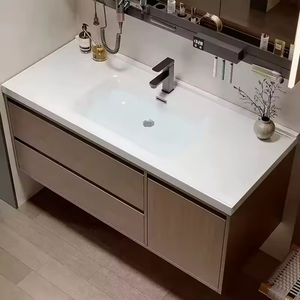 Nouvel ensemble de lavabo en céramique de pierre frittée sans joint pour salle de bain, meuble-lavabo <span class=keywords><strong>Paris</strong></span> au design moderne pour hôtel et appartement - Product Image 2