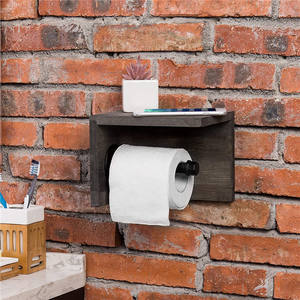 Parete di <span class=keywords><strong>Legno</strong></span> & Tubo di <span class=keywords><strong>Carta</strong></span> <span class=keywords><strong>Igienica</strong></span> Holder & Mensola, Grigio - Product Image 6