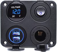 Panneau de prise de charge 4 en 1 12V 4.2A Prise de charge double USB Prise de courant avec voltmètre et interrupteur à bascule pour voiture marine