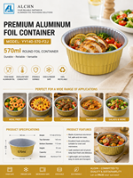 Conteneur en aluminium PET Smoothwall ALCHN YY140-750 de 750 ml, bord large, micro-ondable, boîte à lunch pour repas prêts à consommer