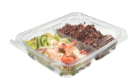 Boîtes d'emballage pour salades à emporter en PET/rPET, 2 compartiments, contenants en plastique pour salades de fruits avec couvercle anti-effraction