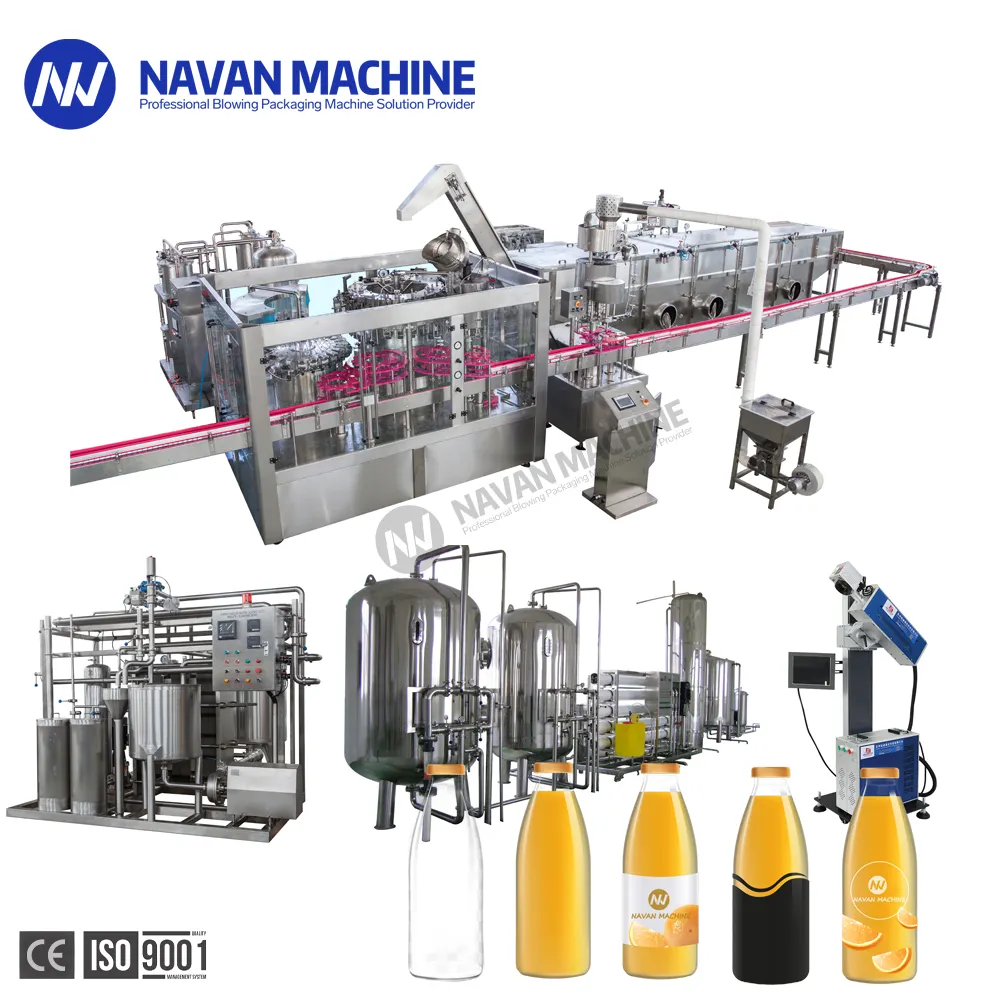 Hot Filling System Automatic Glass Bottled Kombucha Fresh Fruit Juice Filling and Packaging Line