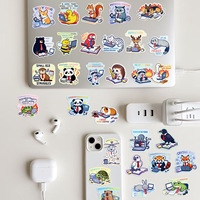 Lot d'autocollants imperméables en PVC sur le thème des animaux de bureau, pour ordinateur portable, bouteille d'eau, carnet, bagages, décoration de bureau, cadeau