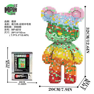 Bloques de Construcción de Oso Esqueleto Cian y <span class=keywords><strong>Rosa</strong></span> de 32CM, Modelo Anatómico de Medio Cuerpo, <span class=keywords><strong>Bearbrick</strong></span>, Decoración Coleccionable Gótica DIY, Regalo - Product Image 5