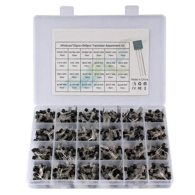 200-900PCS TO-92 Transistor Kit assortment box BC547 BC327 BC337 2N2222 3904 3906 C945 PNP/NPN transistors set electronics Kit