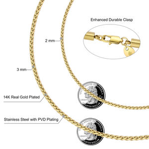 卸売2mm3mmウィートチェーン14Kゴールドメッキキールリンクフラワーバスケットステンレススチールジュエリーペンダントボックスネックレス女性男性用 - Product Image 2