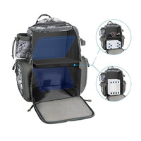 Sac à dos de pêche unisexe imperméable en polyester 30L 1200D à deux couches avec bretelles réglables, sac à canne à pêche multifonctionnel pour l'extérieur