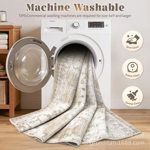 Tapis de chevet moderne géométrique à poils ras de style américain de 10 mm, personnalisé, en polyester, pour table basse, lavable à la main, fabriqué à la machine, en PVC - Product Image 3