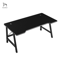 Bureau d'ordinateur noir du fabricant, bureau d'apprentissage à domicile avec éclairage RGB, table de jeu, base en métal