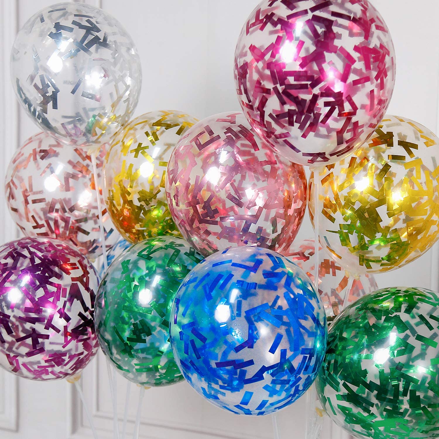 High Transparent  Glitter long Confetti Balloons 12 In Colorful Sequin Glittering  Baloons for Confetti Wedding Birthday