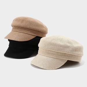 Female Summer Shade Sun Protection Korean <strong>Navy</strong> Hat Breathable Straw Flat Beret <strong>Baseball</strong> <strong>Cap</strong> - Product Image 1