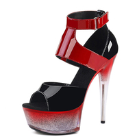 Sandales à talons hauts de 15 cm à plateforme fine, à bout ouvert, pour la pole dance, talons hauts de boîte de nuit, talons ultra hauts, défilé de mode