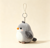 Porte-clés en peluche personnalisé, mini pingouin gris, jouet en peluche, design personnalisé, porte-clés en peluche souple, pendentif de sac pour promotion