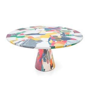 Table d'appoint avec peinture à l'huile en PRF peint à la main de conception fractale moderne Table à manger ovale élégante et créative Meubles pour villa stable - Product Image 2