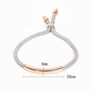 Pulseras <span class=keywords><strong>de</strong></span> Barra Grabables Personalizadas, Chapadas en Oro <span class=keywords><strong>de</strong></span> 18k, Ajustables, con Cordón Trenzado Colorido para Hombres y Mujeres - Product Image 3