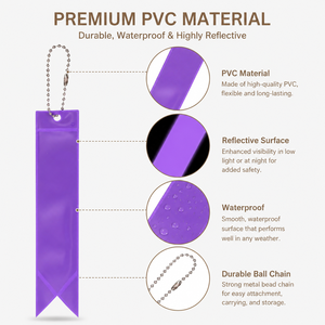 Reflective <b>PVC</b> Safety Keychain Long <b>Strip</b> Custom Logo Night Traffic Warning Key Tag Promotional Items for School Event - Product Image 4