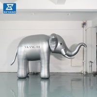 Modèle d'éléphant gonflable personnalisé en argent avec impression de logo pour la publicité d'événements commerciaux et la décoration