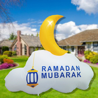 Décoration gonflable de haute qualité pour la cour extérieure, étoiles et lune LED Eid Mubarak, fournitures de qualité pour le Ramadan