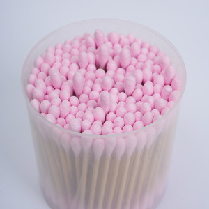 Cotons-tiges Jiale 200 pièces à double extrémité roses pour le démaquillage et le nettoyage des oreilles - Product Image 1