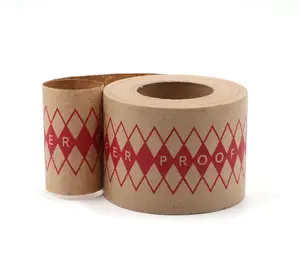 60ミリメートルWidth Printed Water Activated Kraft Paper Gummed Tape Without Thread Paper Tape