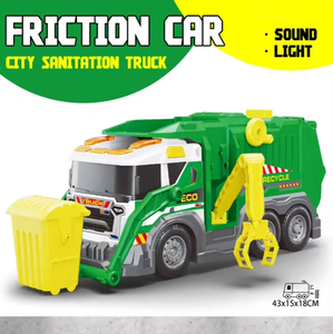 Camión de <span class=keywords><strong>basura</strong></span> Big Friction Powered Cartoon Car Toy Truck Set para niños con sonido ligero - Product Image 3