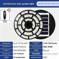 Farola Solar Integrada UFO con LED de Alta Luminosidad, Lámpara de Paisaje con Control Remoto para Plaza Comunitaria, Parque, Patio y Carretera