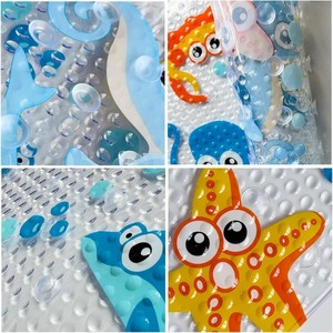 Tappetino Antiscivolo per Vasca da Bagno YIJU con Ventose, 27x15 Pollici, Stampa con Simpatici Animali Marini, per Bambini - Product Image 5