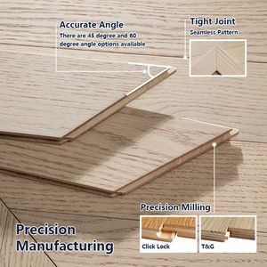 Plancher en bois d'ingénierie multicouche en chêne blanc lisse de qualité AB, installation facile par clic, 15 mm, durable, motif chevron, pour maison et bureau - Product Image 3