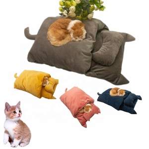Cordero invierno lindo gato saco de dormir extraíble lavable cálido semicerrado edredón mascotas perros todas las estaciones tejido gato cama de pared - Product Image 1