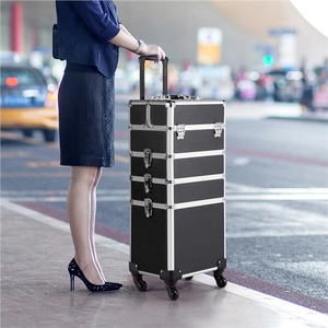 Maletín de Maquillaje Profesional <span class=keywords><strong>con</strong></span> Ruedas, Maletín de Cosmetología de Aluminio, Maleta de Viaje de Belleza - Product Image 1