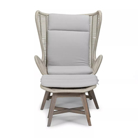 AJUNION Chaise moderne à dossier haut pour les loisirs de plein air Villa Hôtel Canapé paresseux Chaise longue de jardin en corde avec repose-pieds