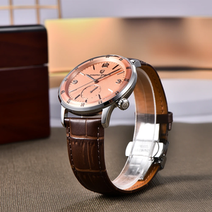 นาฬิกาข้อมือผู้ชาย PAGANI DESIGN 1790 ขนาด 42 มม. ดีไซน์บางเฉียบ หนา 12 มม. สีโรสโกลด์ สายหนังสีดำ กระจกแซฟไฟร์สังเคราะห์ เครื่องจักรกล - Product Image 4