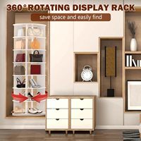 Étagère à chaussures et organisateur de jouets en bois rotatif à 360 degrés à 7 niveaux, tour haute, autoportante, gain de place, rangement pour salon