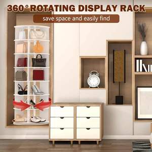 Zapatero Giratorio de Madera de 360 Grados y 7 Niveles, Organizador de Juguetes, <span class=keywords><strong>Torre</strong></span> Alta Independiente, Ahorro de Espacio, Mueble de Almacenamiento para Sala de Estar - Product Image 4