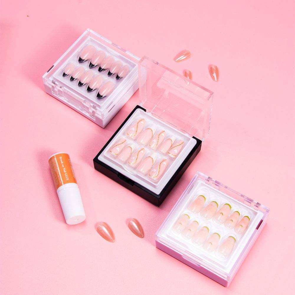 Easywell Custom Luxury Press on Nails Wholesale Artificial False Fake-nails High Quality French Tip Soft Gel Press on Nails