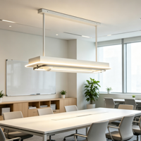 Ventilateur suspendu sans pales long et linéaire avec télécommande, lampe LED blanche silencieuse à courant continu pour la maison, la salle à manger, le bureau, la cuisine, l'îlot, la décoration